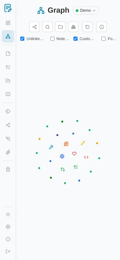 Poznote graph view on a phone
