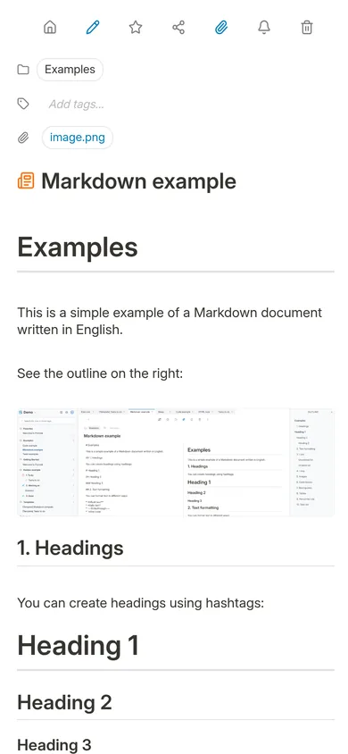 A Markdown note on a phone