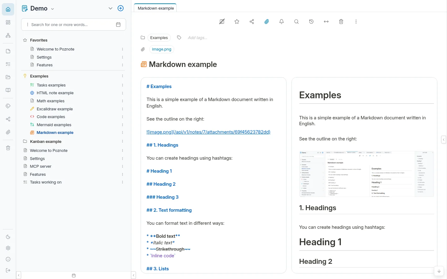 Poznote Markdown note