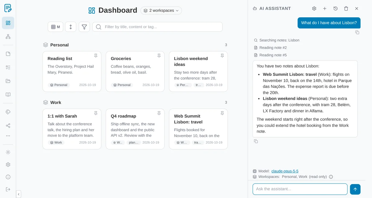 Ask the AI assistant across workspaces