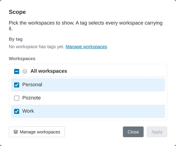 Show several workspaces