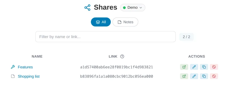 Share a note with a link